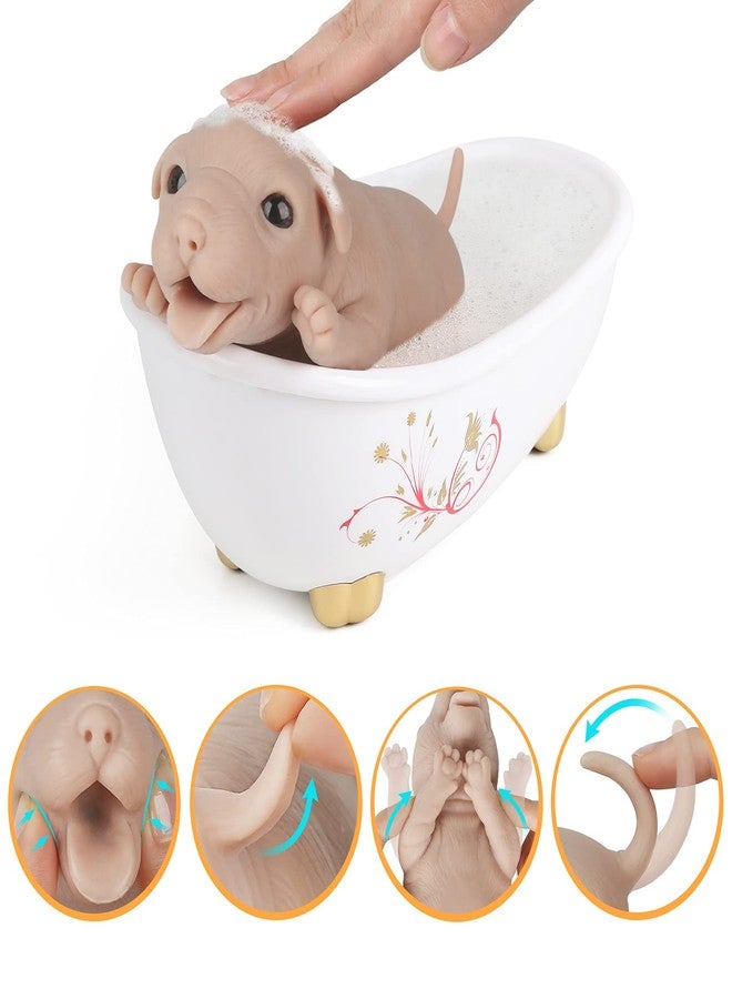 Vollence 6.3 inch Full Body Silicone Reborn Mini Companion Baby Dog Pets Doll Lifelike Realistic Puppy Dog - Image 5